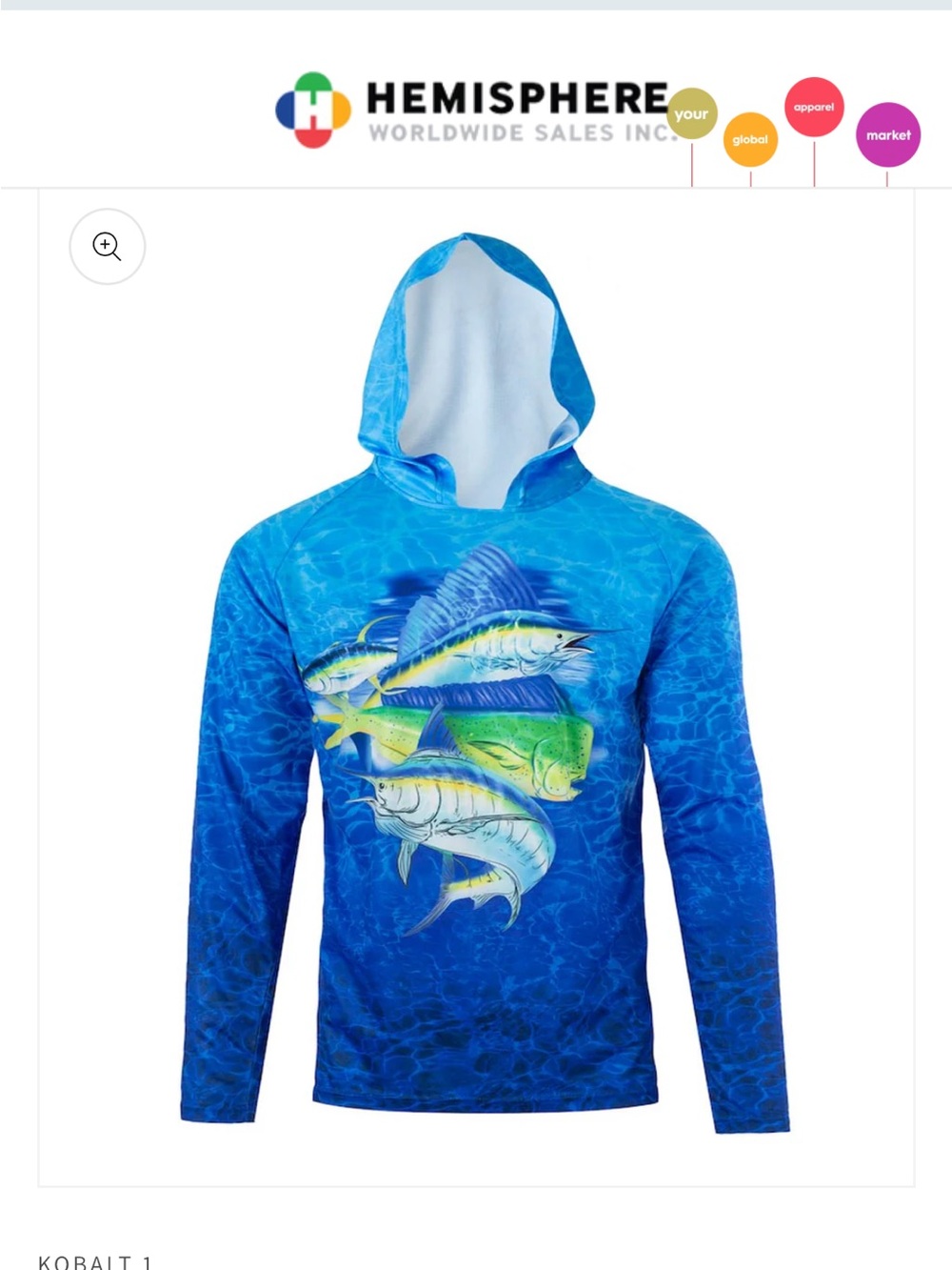 Kobalt Blue Ocean Fish Graphic Hoodie UV protection. NWOT